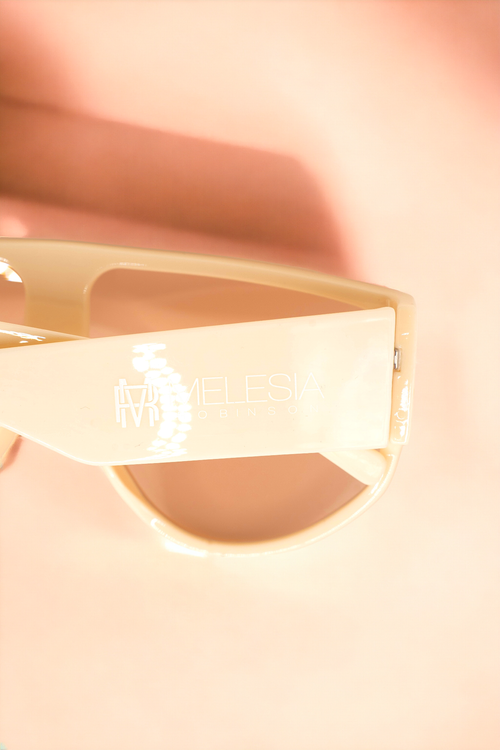 Beige Retro Oversized  Sunglasses