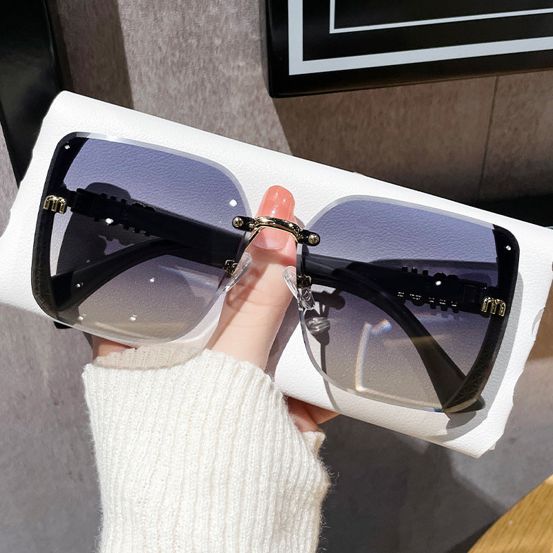 Fashioned Beveled-Edge Sunglasses Semi-Rimless High-Quality Trendy Minimalist Sunglasses for Women